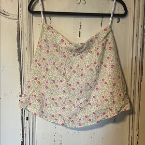 Charlie Holiday Floral Mini Skirt - Pink and Green